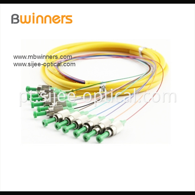 Single Mode 12 Core Fc Apc Ribbon Optic Cable Pigtail